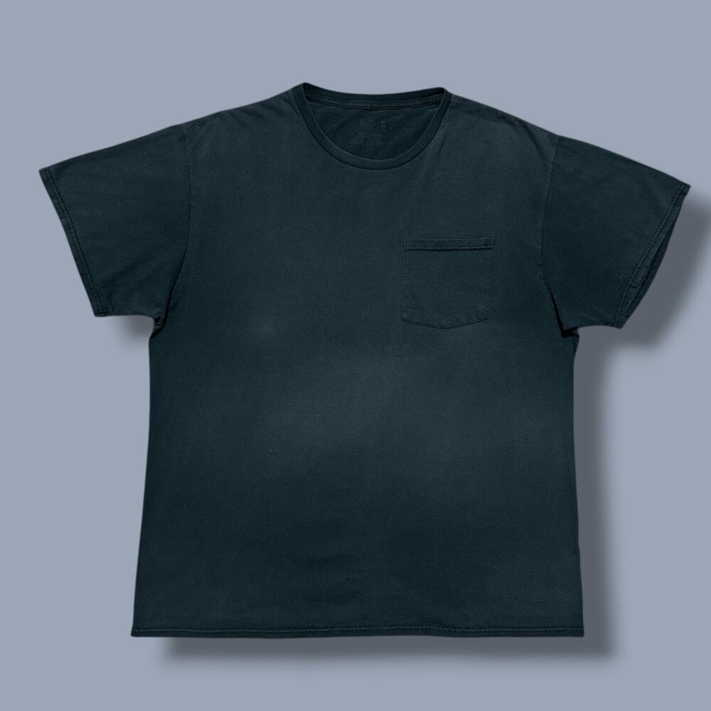 Vintage Faded Black Shirt y2k Pocket Tee Blank Goth Minimalist Aesthetic XL